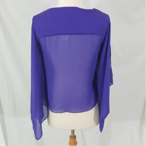 𝅺bebe Sheer Back Cowl Neck Cape Purple sz XXS NEW - Picture 4 of 6